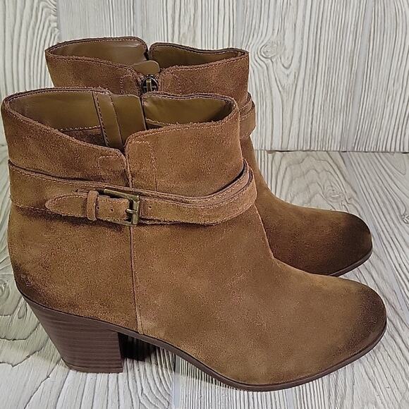 Sam Edelman Lynn Block Heel Side Zip Brown Suede Ankle Boots Womens Size 9.5 NEW - Picture 2 of 12